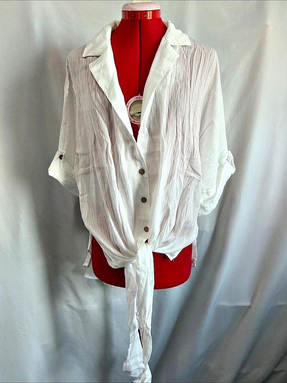 White Button Down Tie Front Shirt Like New